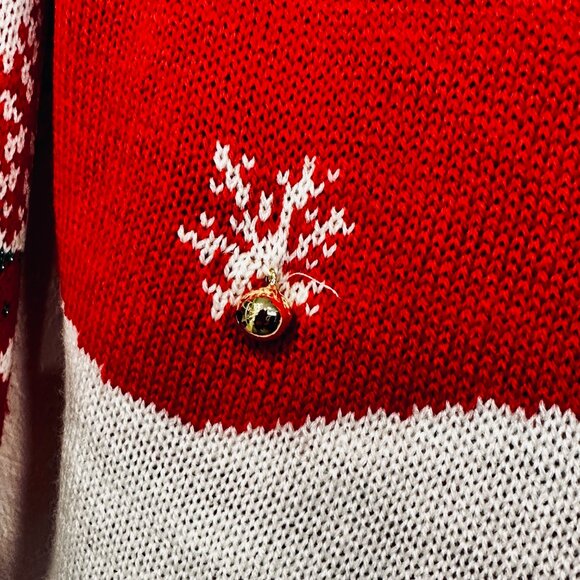 NWT No Boundaries Christmas Sweater Santa Rudolph Bells Sequins Size XL 15-17 - Picture 10 of 12